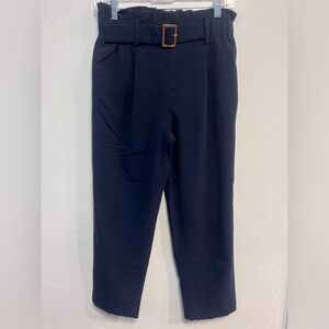 DKNY Navy Dress Pants with Gold Buckle and Pleated Front Women’s Size 4